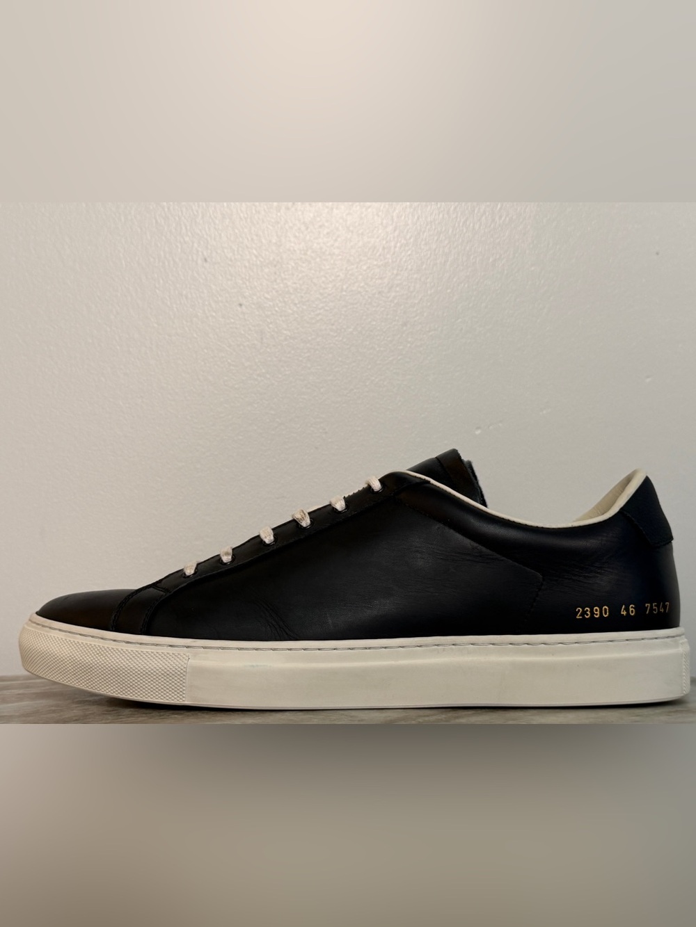 COMMON PROJECTS ORIGINAL ACHILLES LOW BLACK WHITE 13 EU 46 MINIMALIST $500 ITALY